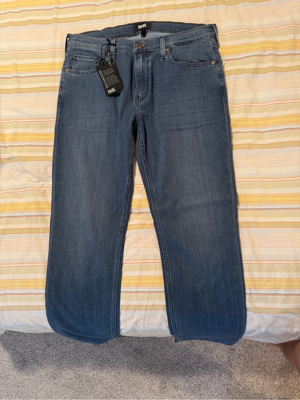 PAIGE Men’s Slim Straight Jeans -  Blue Denim